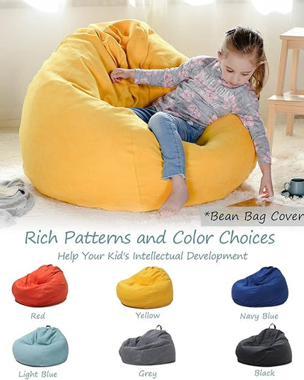 YuppieLife Stuffed Animals Bean Bag Chair Cover Candy-Colored Bean Bag（Just Cover, No filling）/Large Stuff 'n Sit Organization/Toy Storage Bag/Kids Toys Organizer（38'',Ginger）