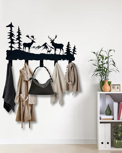 ZORISE Metal Deer Hooks - Moose Design Wall Art Decor and Key Hanger, Clothes, Hat, and Backpack Rack, Home Decor for Entryway, Hallway, Office, Kitchen, and Living Room
