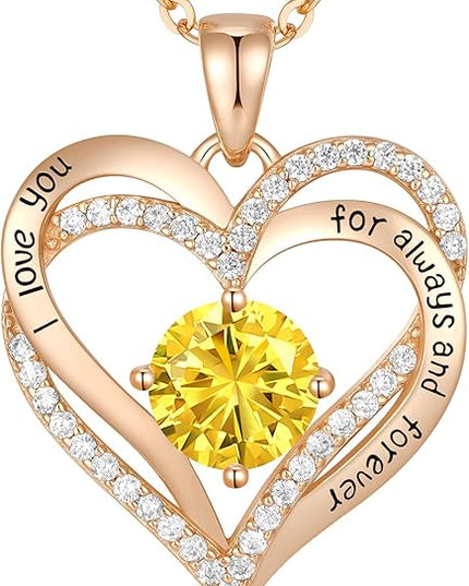 CDE Forever Love Heart Necklaces for Women, Wedding Anniversary, Birthday Mothers Day Christmas Day Gifts for Mom, Mother, Wife, friend, S925 Silver Jewelry with Birthstone Pendant