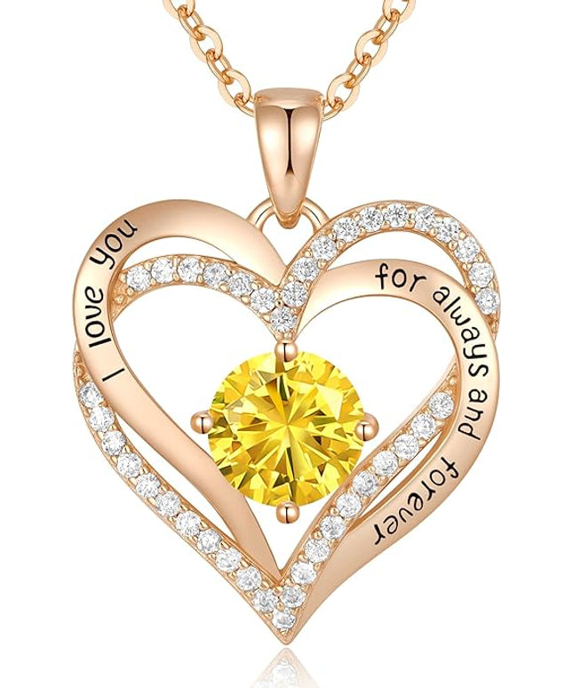 CDE Forever Love Heart Necklaces for Women, Wedding Anniversary, Birthday Mothers Day Christmas Day Gifts for Mom, Mother, Wife, friend, S925 Silver Jewelry with Birthstone Pendant