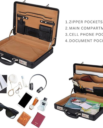 DA LV Full Grain Leather Briefcase for Men - Business Laptop Bag - Imported Handmade Leather Bag - Attache -Men Gifts
