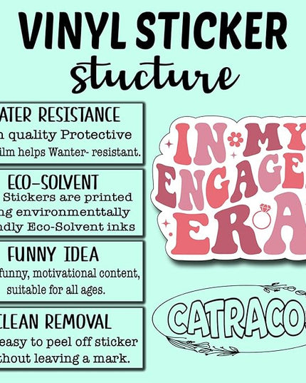 (3Pcs) in My Engaged Era Sticker, Decorate Books, Laptops, Water Bottles Kindles Stickers, Phones Tumbler Sticker - Waterproof Vinyl 3" Inch