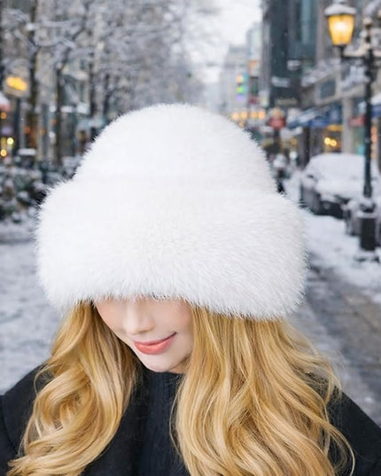 3 Pieces Women’s Faux Fur Bucket Hat Winter Warm Plush Furry Hat – Soft Fluffy Cold Weather Hat for Outdoor Travel