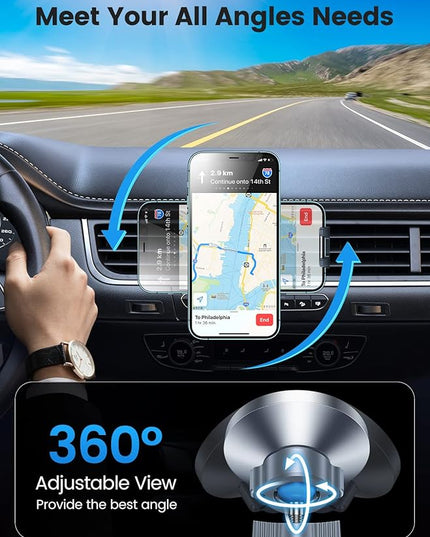VICSEED for MagSafe Car Mount [Upgraded Strongest Magnet Power] Magnetic Phone Holder for Car Vent 360 Adjustable Magnetic Car Phone Holder Mount for iPhone 16 Pro Max 15 14 13 12 Plus Mini