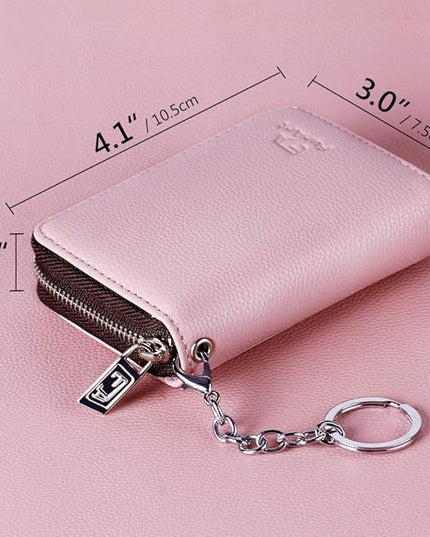 FurArt Zipper Wallet Women, RFID Blocking Credit Card Wallet, Business Card Holder, Compact Size KeyChain Wallet
