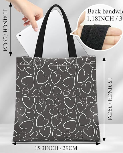 Canvas Tote Bag for Women，Cute Heavy-Duty Shoulder Bag with Zipper Pocket -Travel Tote for Grocery, Gym,Shopping