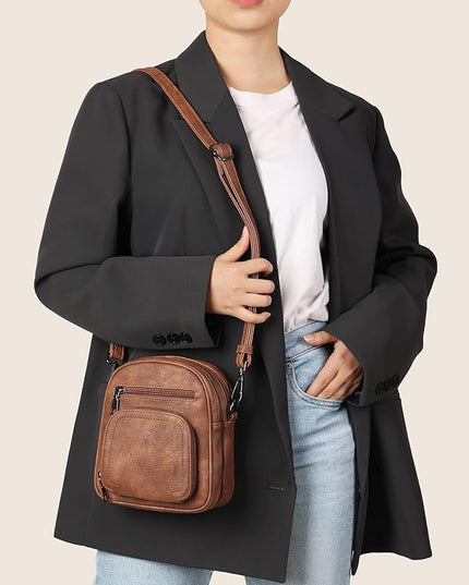 FADEON Small Purses for Women Crossbody Bags, Designer PU Leather Mini Cross Body Purse Travel Shoulder Bag Card Slots