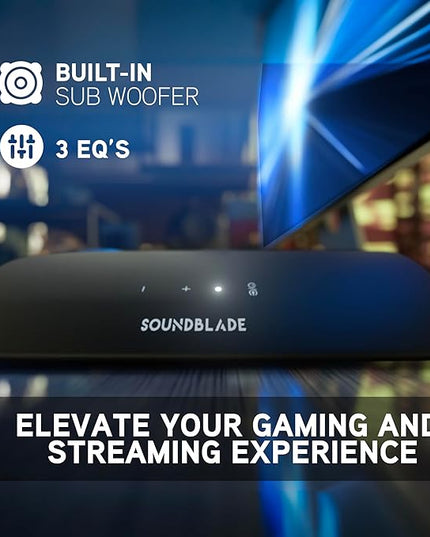 BlueAnt Soundblade Under-Monitor Soundbar, 120W 2.1 Channel Desktop Speaker with USB-C & Bluetooth 5.3 for PC, Mac, Gaming, Music and Streaming, Charcoal