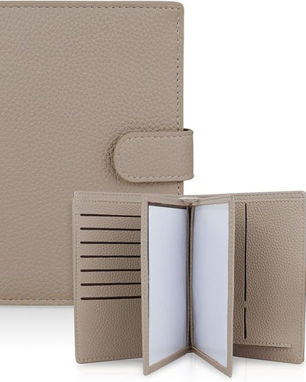 FuninCrea Family Passport Holder for 4 with 22 Card Slots, Faux Leather Passport Holder for Travel Multifunctional Portable Travel Wallet Womens (Khaki)