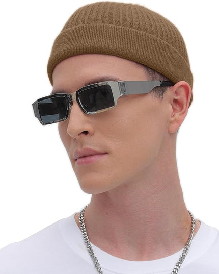 ROYBENS Thin Swag Wool Short Fisherman Beanie for Men Women, Knit Cuff Trawler Beanie Watch Hat, Soft Spring Fall Skull Cap
