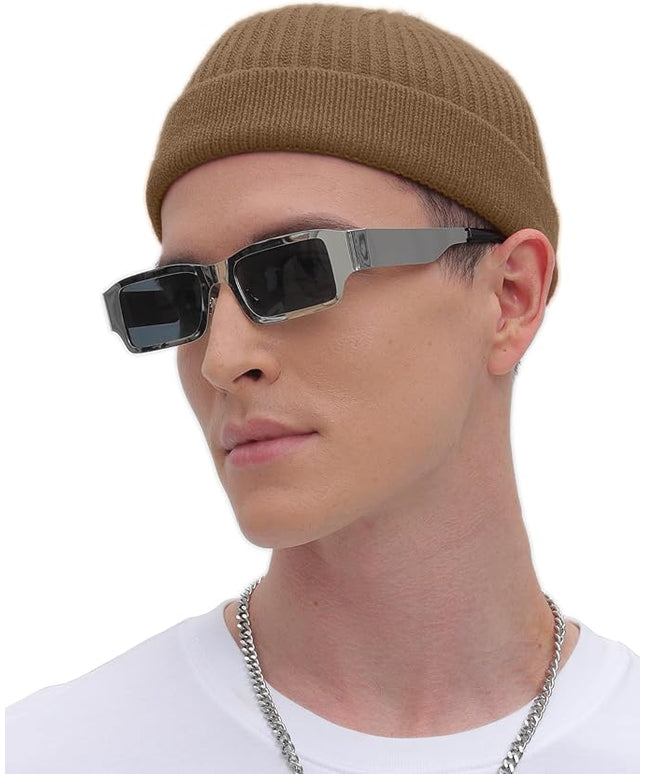 ROYBENS Thin Swag Wool Short Fisherman Beanie for Men Women, Knit Cuff Trawler Beanie Watch Hat, Soft Spring Fall Skull Cap