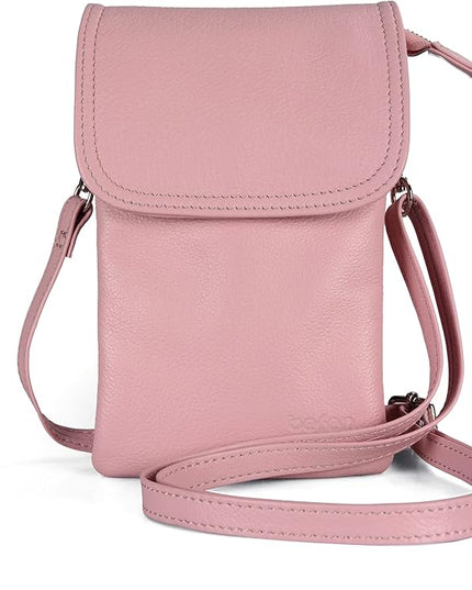 befen Genuine Leather Small Crossbody Bags for Women Cell Phone Bag Cross Body Purses,Silver Zipper