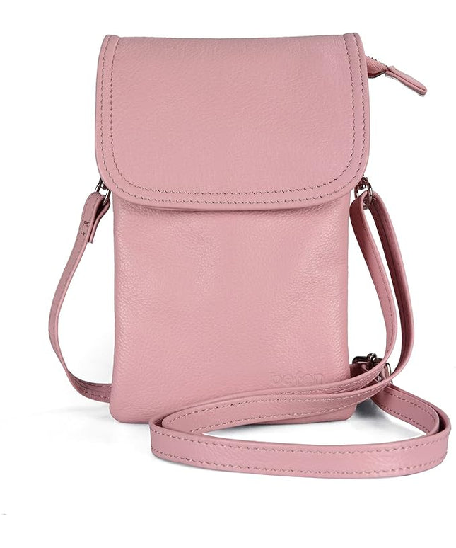 befen Genuine Leather Small Crossbody Bags for Women Cell Phone Bag Cross Body Purses,Silver Zipper