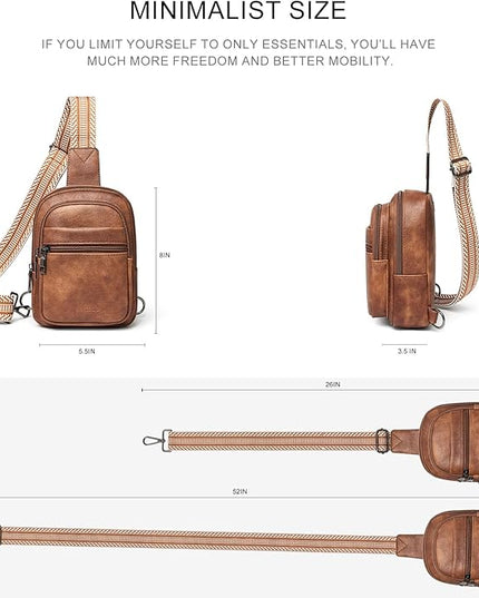 Sling Bag For Women Faux Leather Small Casual Daypack Backpack Fanny Pack Crossbody Chest Bags Purse