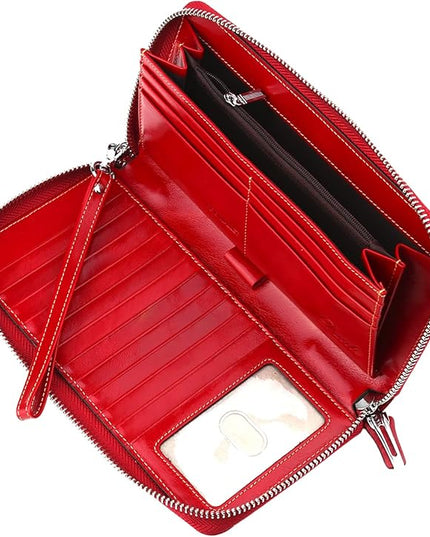 Lavemi Small Compact Women Wallet RFID Blocking Genuine Leather Bifold Purse with ID Windows