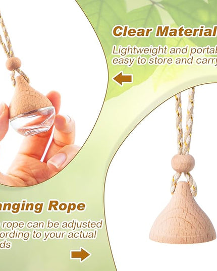 BBTO 50 Pcs Hanging Car Air Freshener Car Diffuser Bottles Empty Glass Perfume Bottle Freshener Diffuser Bottle Pendant for Essential Oil Fragrance Aromatherapy Bottle Ornament(Water Drop)