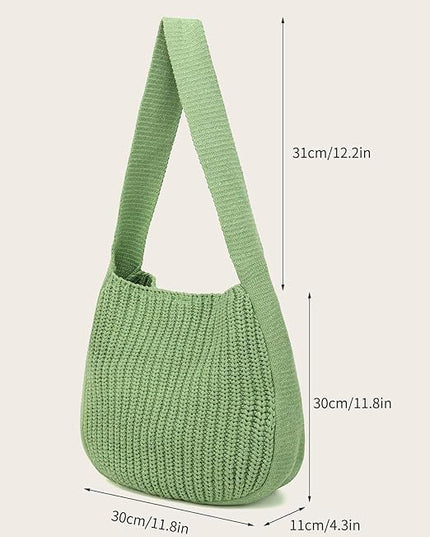 ENBEI Women's Crochet Tote Bag Knit Shoulder bag,Aesthetic Bag,Cute Eco-Friendly Tote for Travel,Daily Use,Gift Box Packaging