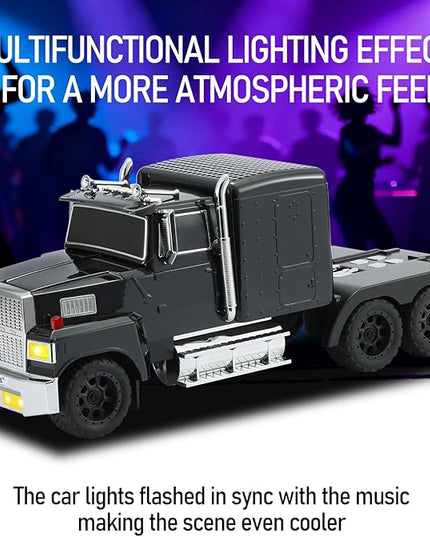 American Truck Bluetooth Speaker with HD Sound, TWS Pairing, LED Party Light, Operation Panel, Built-in Mic, Portable Car Model Speaker for Parties, Beach, Outdoor Activities (Black)
