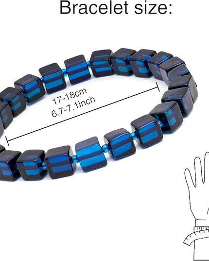 Natural Baltic Amber Bracelet for Women and Men – Stretch Wristband with Polished Cube Beads, Lightweight Unisex Jewelry Gift for Daily and Casual Wear