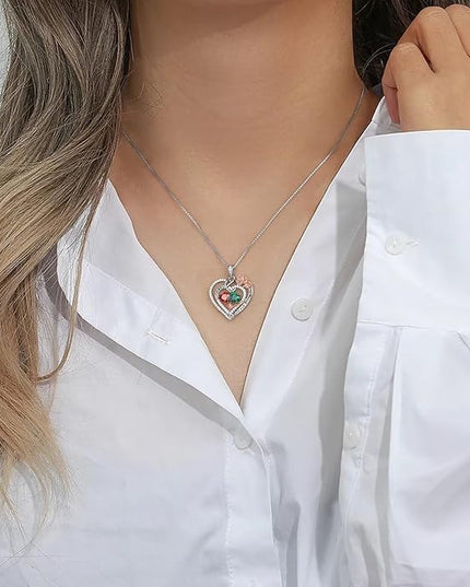 Iefil Christmas Gifts for Wife Women - 925 Sterling Silver Double Birthstone Necklace, Anniversary Birthday Gifts for Women, Jewelry Gift for Wife Girlfriend Mom Her