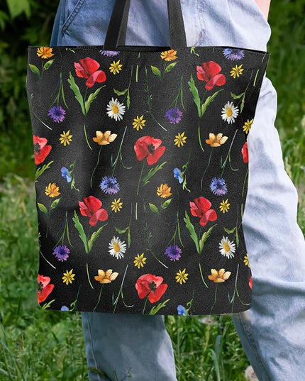 AUSVKAI Canvas Tote Bag Aesthetic for Women, Cute Reusable Cloth Cotton Bags for College Shopping Beach Grocery Trendy Gifts