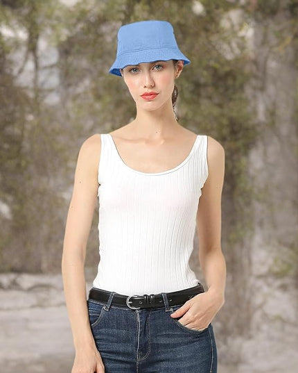 Falari Men Women Unisex Cotton Bucket Hat 100% Cotton Packable for Travel Fishing Hunting Summer Camp