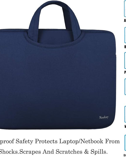 Laptop Bag 15.6 Inch,Durable Slim Briefcase Handle Bag & with Extra Pockets,Notebook Computer Protective Case for Computer Notebook Ultrabook,Collapsible Carrying Handles,Dark blue