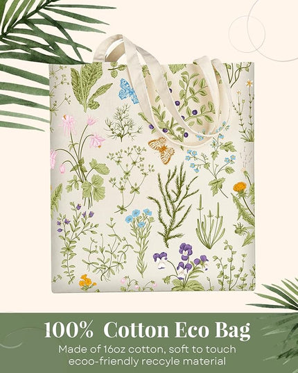AUSVKAI Canvas Tote Bag Aesthetic for Women, Cute Reusable Cloth Cotton Bags for College Shopping Beach Grocery Trendy Gifts