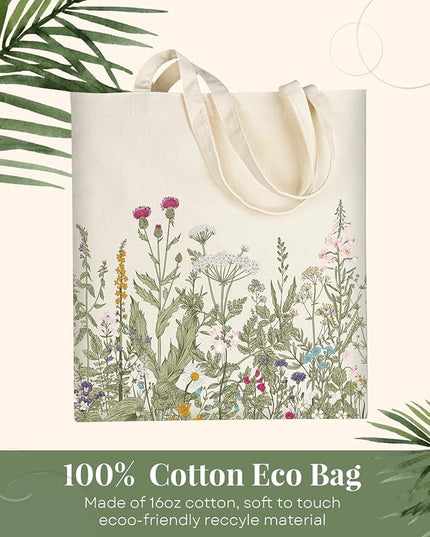 AUSVKAI Canvas Tote Bag for Women, Aesthetic Cute Grocery Grocery Reusable Cotton Gift Bag for Shooping Beach Trendy Gifts