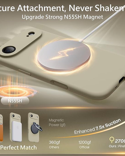 FireNova Magnetic for iPhone Air Case, Compatible with MagSafe, [Integrated Silicone Camera Control Button] [Camera Protection] Microfiber Lining Phone Case for iPhone 17 Air, 6.5", Khaki