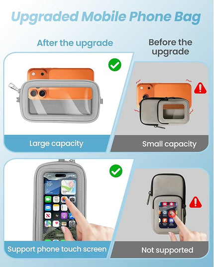 SHANSHUI Clip and Go Strap for Phone with Wallet Crossbody Lanyard, Detachable Wristlet Strap with Zipper ID Window Credit Card Pocket, 2 Pcs Tether Tabs Compatibe for iPhone & Most Smartphones Gray