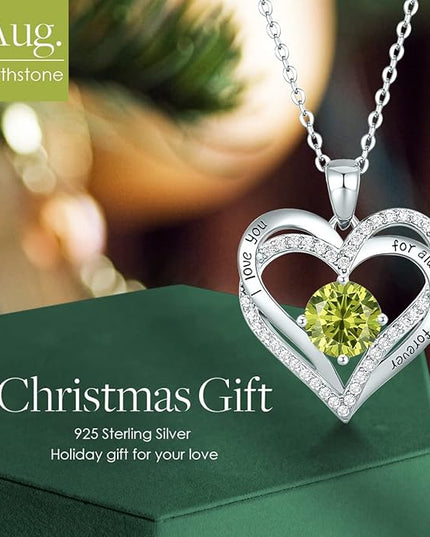 CDE Forever Love Heart Necklaces for Women, Wedding Anniversary, Birthday Mothers Day Christmas Day Gifts for Mom, Mother, Wife, friend, S925 Silver Jewelry with Birthstone Pendant
