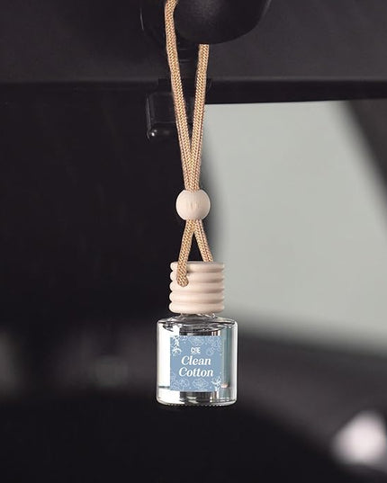 C&E Craft Co Hanging Car Air Freshener Diffuser 2 Pack, Long Lasting Fragrance Oil Car Freshener, Glass Bottle Auto Air Freshener, Made in USA (Clean Cotton)
