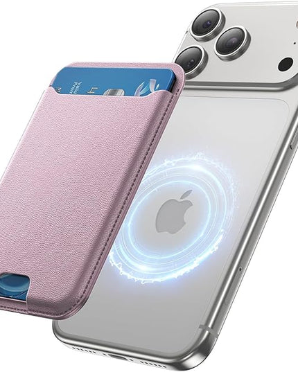 TWZKG for MagSafe Wallet, 3 Card Holder, Slim Magnetic Phone Wallet for iPhone 17/16/15/14/13/12 Pro Max Plus Air Series,RFID Blocking Vegan Leather,Pink