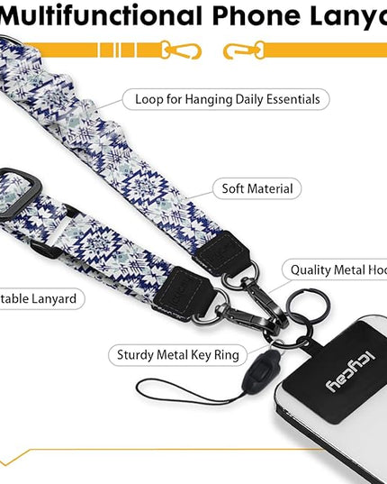 Phone Lanyard Crossbody, Boho Cell Phone Strap for Around The Neck Adjustable, Anti Theft Cute Lanyard for iPhone Case ID Holder Keys Accessories Travel Essential