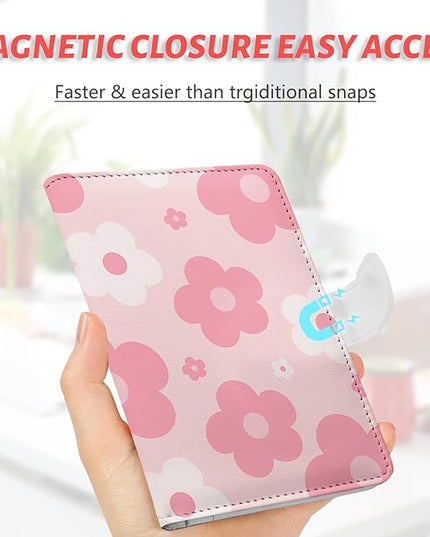 Passport Holder, Travel Wallet Cover with Pen Loop | Cute RFID Blocking Leather Case with Magnetic Closure for Travel Essentials-Garden