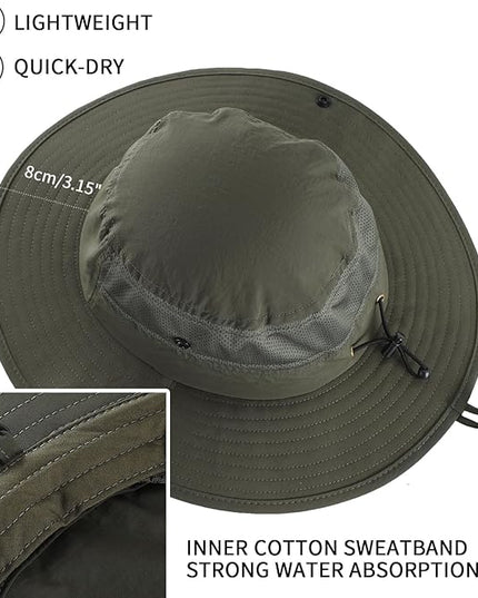 Home Prefer UPF50+ Mens Sun Hat Wide Brim Womens UV Protection Beach Bucket Hat for Fishing Hiking Snap Up Cowboy Hat
