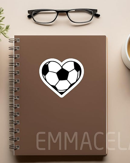 (3PCS) Soccer Heart Stickers – Waterproof Vinyl Decals for Laptop, Water Bottle, Notebook, Phone, Gift for Soccer Players, Teams, Fans, Sports Stickers – 3" x 3"