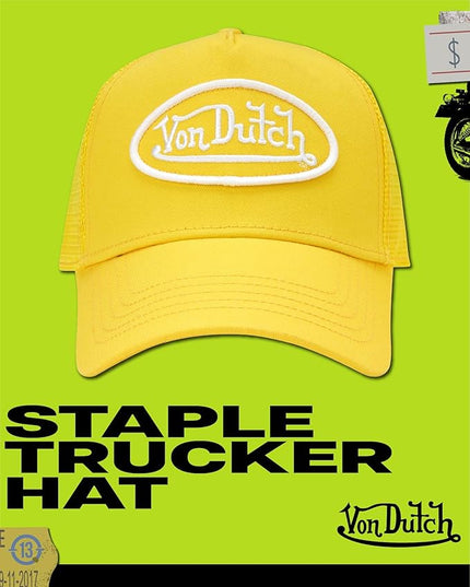 Von Dutch Unisex Trucker Hat - Curved Bill Mesh Back Retro Classic Adjustable Snapback Baseball Cap for Men and Women