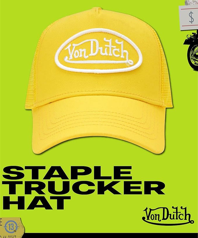 Von Dutch Unisex Trucker Hat - Curved Bill Mesh Back Retro Classic Adjustable Snapback Baseball Cap for Men and Women