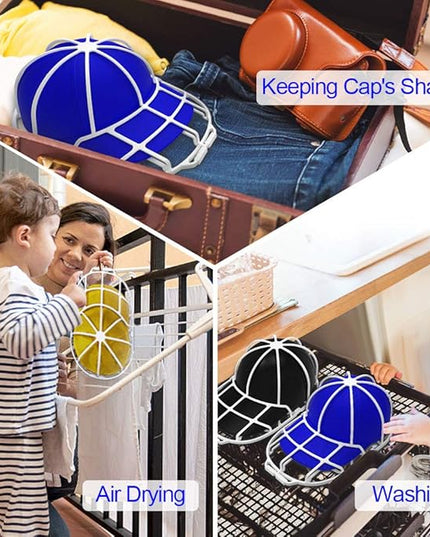 YEENOR Hat Washer Cage for Washing Machine - Baseball Cap Cleaner Rack, Ball Cap Washing, Dishwasher Safe, Perfect for Cleaning and Protecting Hats in Dishwasher (White 1 Pack with Bag)