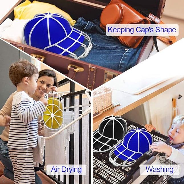 YEENOR Hat Washer (3 Pack) - Baseball Cap Cleaner for Adults & Kids, Durable Plastic Hat Holder for Portable Washing Machines or Dishwashers, White