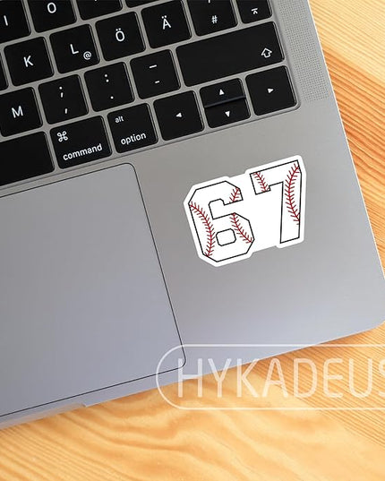 (3 Pcs) Baseball 67 Six Seven Funny Gen Alpha Meme Stickers – 67 Gifts for Coaches, Players, Waterproof Vinyl Decals for Water Bottle, Tumbler, Laptop, Phone Case, 3" x 2"