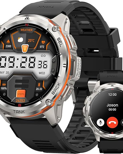 KOSPET Tank T3 Ultra Smart Watch GPS for Men, 5ATM Waterproof, Pressure&Altitude&Compass, Extra-Large Battery, Full Metal Body Rugged Military Smartwatch Bluetooth Calling-1.43” AMOLED Display