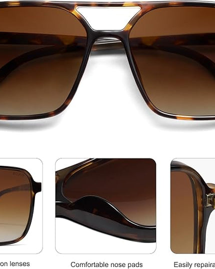 SOJOS Trendy Vintage Aviator Square Sunglasses For Womens Mens Retro 70s UV400 Women Sun Glasses SJ2327