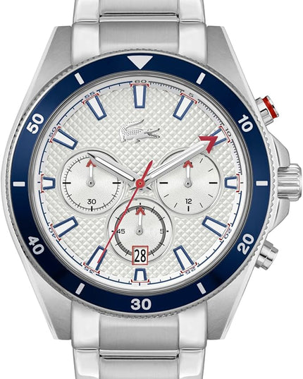 Lacoste Mainsail Men's Chronograph Watch - Stainless Steel - Water Resistant up to 5ATM/50 Meters - Contemporary, Sporty - Premium Fashion Timepiece - Gift for Him - 43mm