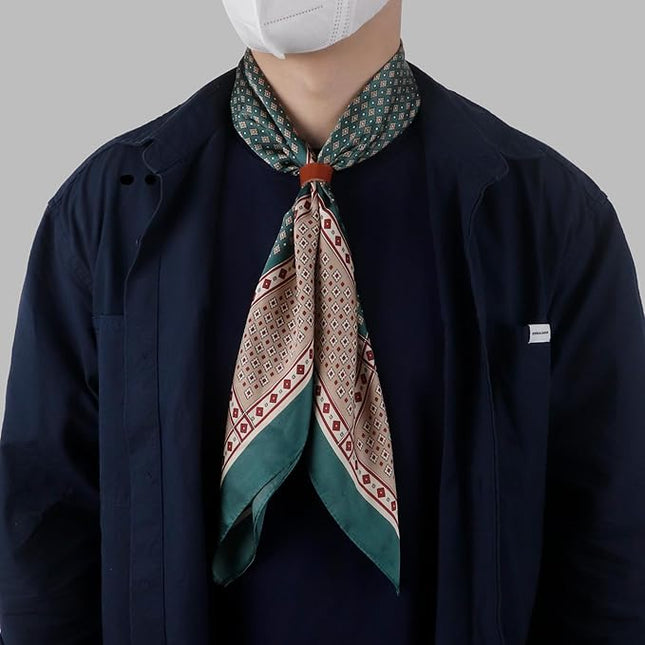 27.5 Inches Square Silk Feeling Neck Scarf for Men Necktie Silk Bandanas Pocket Square Cowboy Scarves