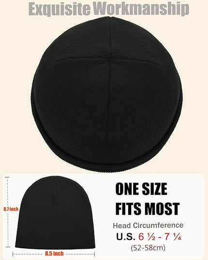 choshion 100% Cotton Beanie Hat, Cuffless Beanies Warm Knit Winter Skull Cap, Unisex Soft Fisherman Hats for Women Men
