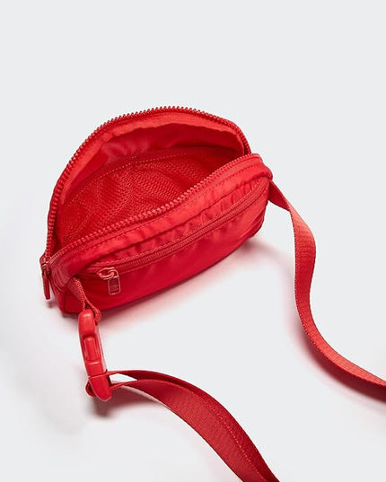 Pander Two Way Zipper Fanny Pack Nylon Everywhere Belt Bag for Women, Water Repellent Waist Packs, Crossbody Bags with Adjustable Strap (Red).