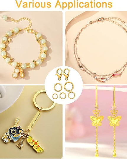 Anezus 1200PCS Jump Rings for Jewelry Making Kit, Gold, Jewelry Making Supplies and Necklace Repair, Modern Style, Small Size, Not Foldable